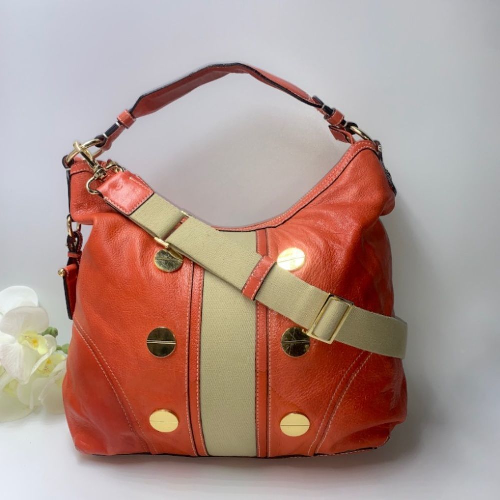 Milly Leather Hobo Bag Orange X-Large